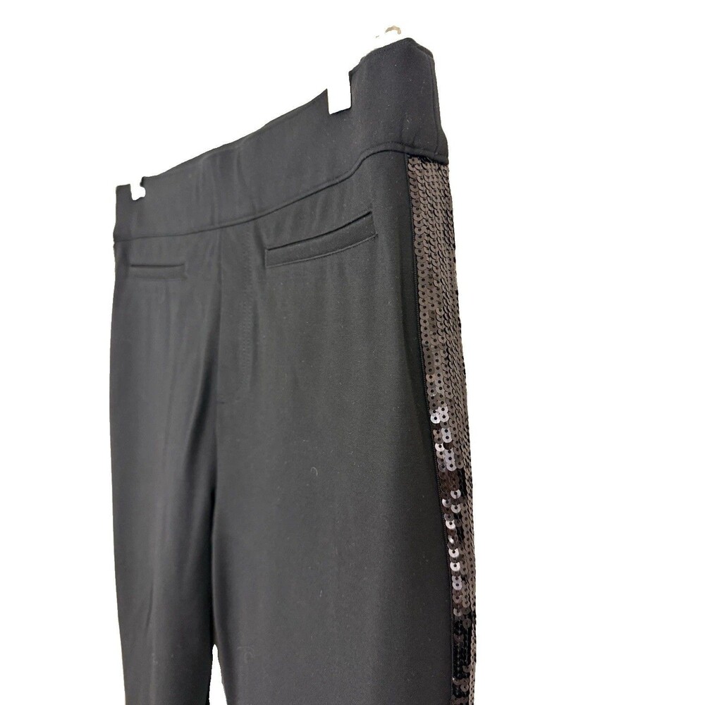SPANX The Perfect Black Pant Sequin Side Stripe Sz Large Pull On Leggings
